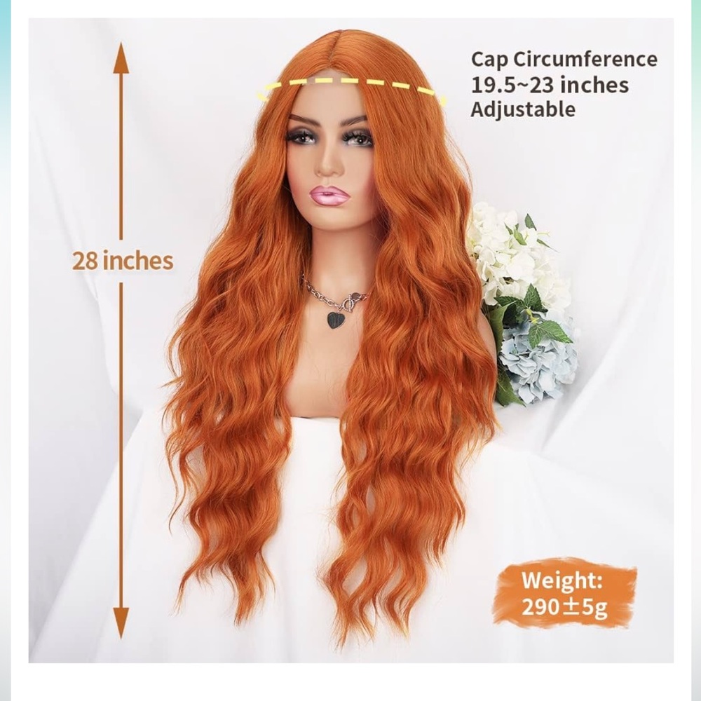 28 inch Synthetic Ginger Wavy Wig